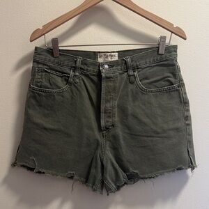 We The Free Olive Cutoff High-Rise Denim Shorts